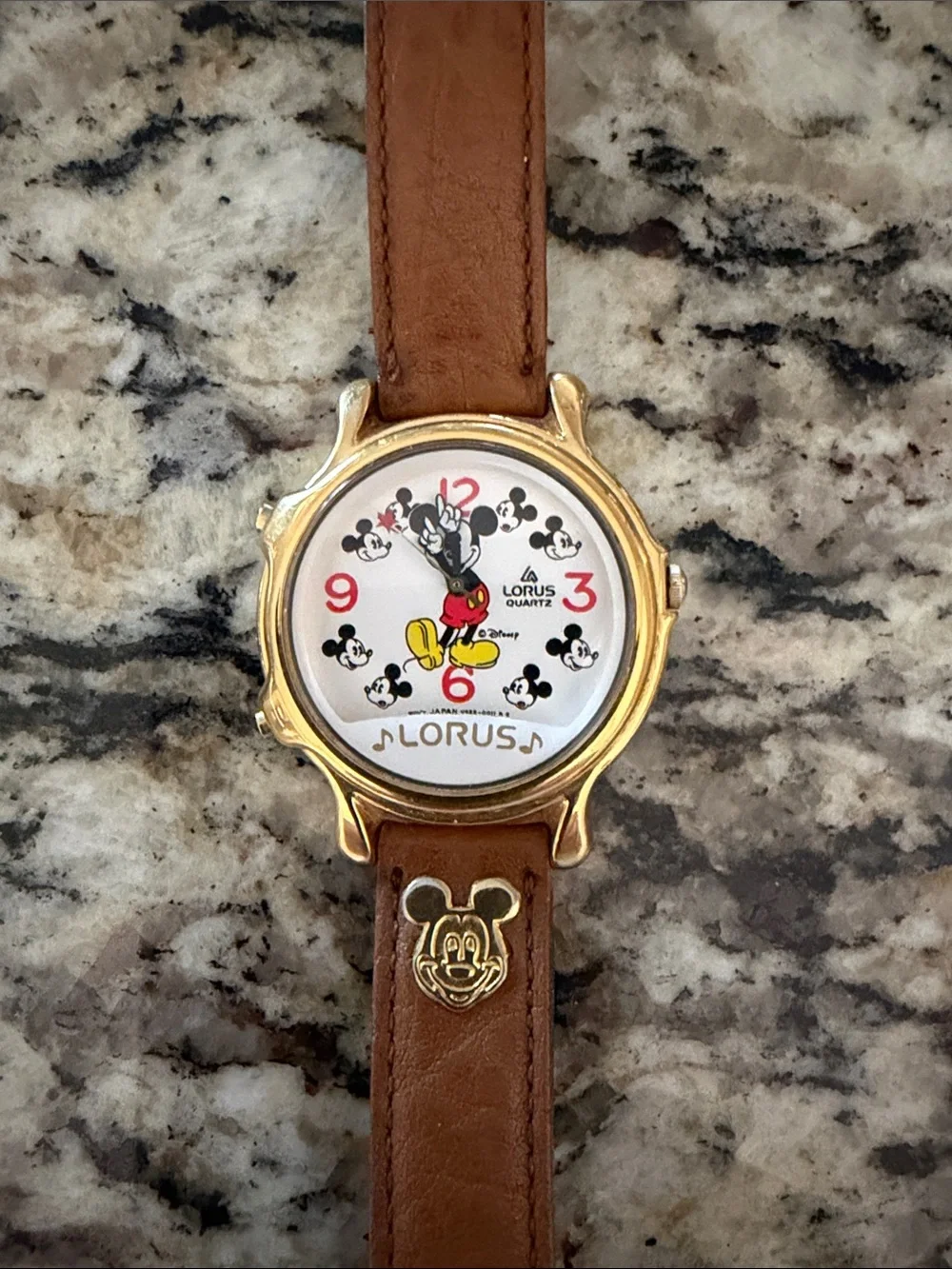 Women's Brown Leather Mickey Mouse Dial Watch